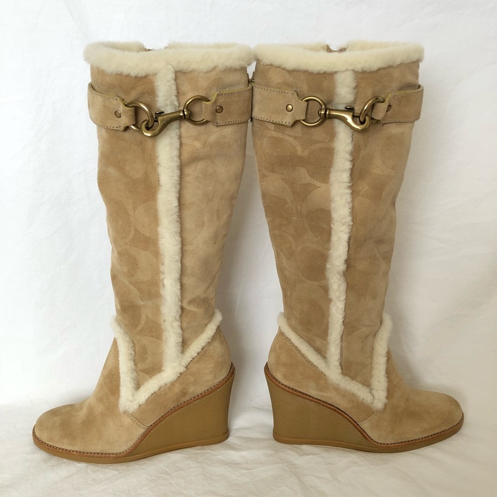 COACH Suede Wedge Boots